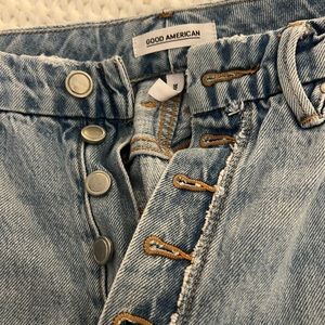 Good American Good vintage exposed button straight leg jeans